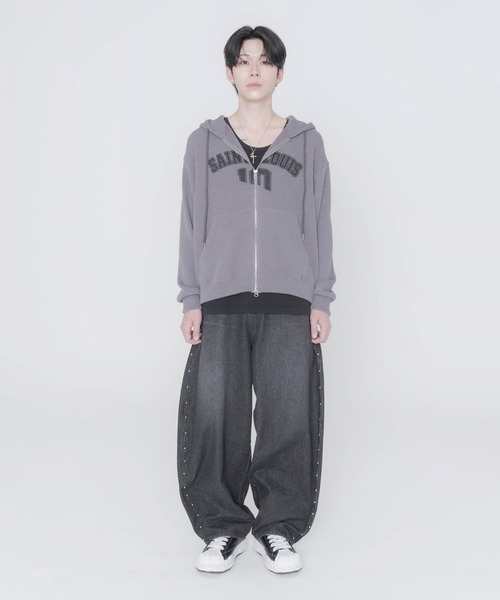 Figments（フィグメンツ）の「スタッズバレルデニム（デニムパンツ・レディース・ライトブルー/ブラック・SMALL/MEDIUM/LARGE）」の20枚目の写真