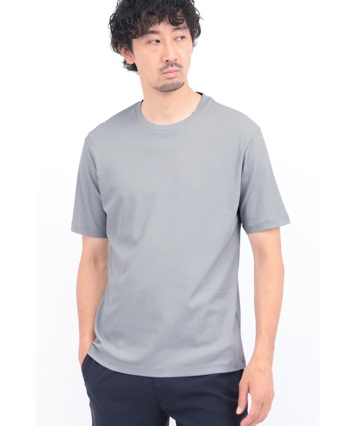 HIGH STREET(ハイストリート)の「HIGH STREET∴ハイツイストスムースクルーネック半袖カットソー(Tシャツ/カットソー・メンズ・ホワイト/ブルー系2/ブラック・M/L/LL)」の3枚目の写真