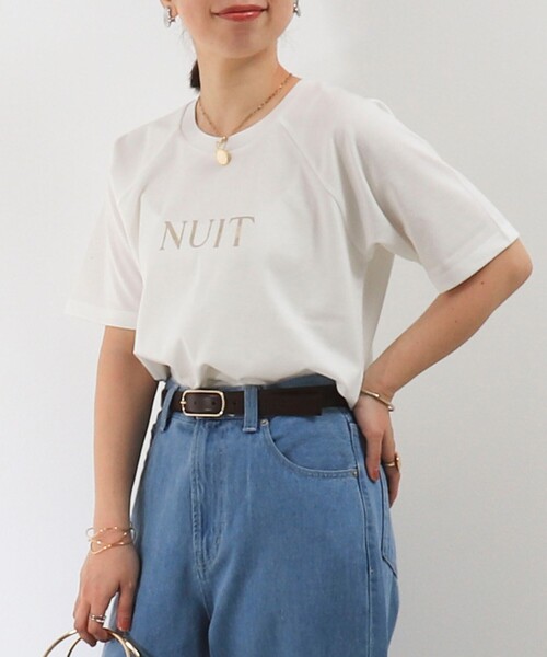 MICO COULIER（ミコクリエ）の「《接触冷感》Premium Cool Smooth ラグランロゴプリントＴ（Tシャツ/カットソー・レディース・オフホワイト/グレー/ネイビー・38）」の4枚目の写真