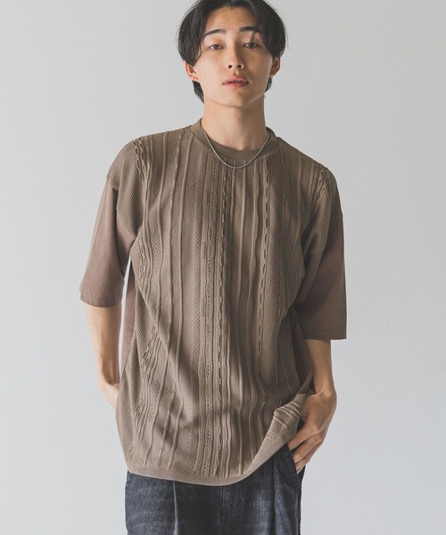 LOWRYS FARM（ローリーズファーム）の「３ＤニットキリカエＴＳＳ　452339（Tシャツ/カットソー・メンズ・ブラック/ブラウン/グレー・MEDIUM/LARGE）」の15枚目の写真