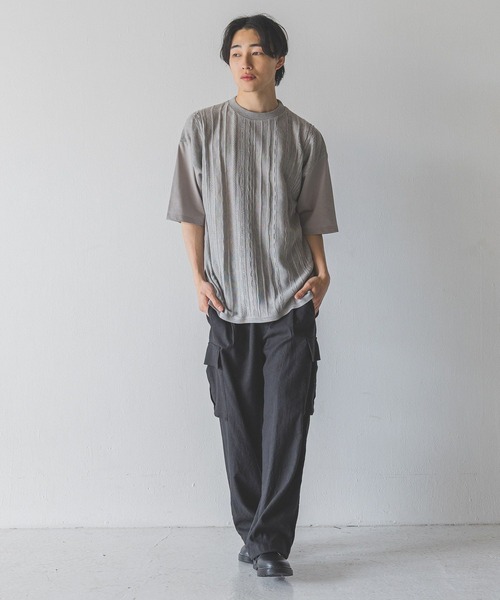 LOWRYS FARM（ローリーズファーム）の「３ＤニットキリカエＴＳＳ　452339（Tシャツ/カットソー・メンズ・ブラック/ブラウン/グレー・MEDIUM/LARGE）」の18枚目の写真