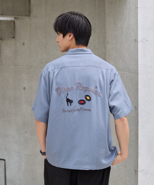 coen（コーエン）の「Sarry Cat刺繍レーヨンシャツ（シャツ/ブラウス・メンズ・ライトブルー/ダークグレー/イエロー・L/M）」の5枚目の写真