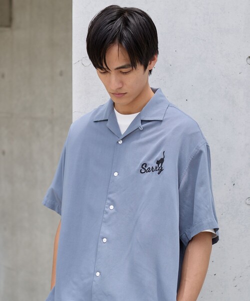 coen（コーエン）の「Sarry Cat刺繍レーヨンシャツ（シャツ/ブラウス・メンズ・ライトブルー/ダークグレー/イエロー・L/M）」の7枚目の写真
