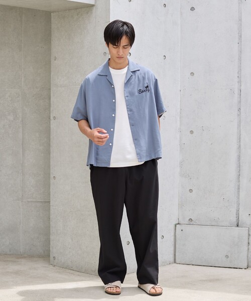 coen（コーエン）の「Sarry Cat刺繍レーヨンシャツ（シャツ/ブラウス・メンズ・ライトブルー/ダークグレー/イエロー・L/M）」の8枚目の写真