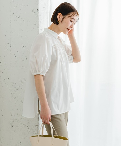 F by ROSSO（エフバイロッソ）の「F by ROSSO　パフスリーブチュニックブラウス（チュニック・レディース・ネイビー/オフホワイト・FREE）」の3枚目の写真