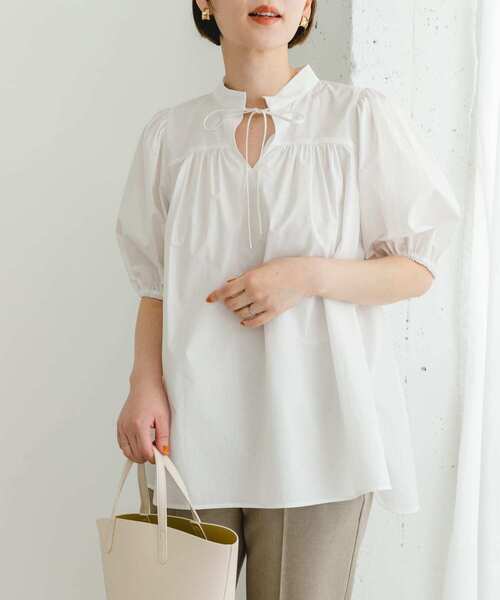 F by ROSSO（エフバイロッソ）の「F by ROSSO　パフスリーブチュニックブラウス（チュニック・レディース・ネイビー/オフホワイト・FREE）」の4枚目の写真