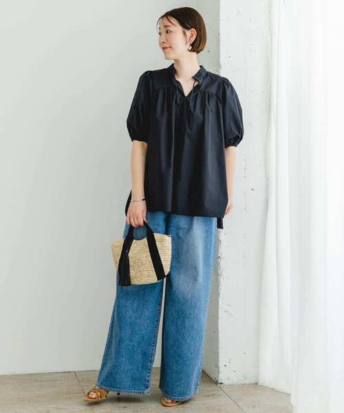 F by ROSSO（エフバイロッソ）の「F by ROSSO　パフスリーブチュニックブラウス（チュニック・レディース・ネイビー/オフホワイト・FREE）」の13枚目の写真