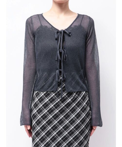 MERCURYDUO（マーキュリーデュオ）の「シアーフロントリボンカーデ（カーディガン/ボレロ・レディース・オフホワイト/ミント/ネイビー/ピンク・FREE）」の21枚目の写真