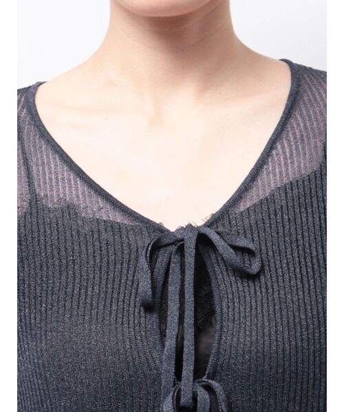 MERCURYDUO（マーキュリーデュオ）の「シアーフロントリボンカーデ（カーディガン/ボレロ・レディース・オフホワイト/ミント/ネイビー/ピンク・FREE）」の12枚目の写真