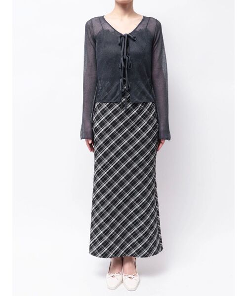 MERCURYDUO（マーキュリーデュオ）の「シアーフロントリボンカーデ（カーディガン/ボレロ・レディース・オフホワイト/ミント/ネイビー/ピンク・FREE）」の5枚目の写真