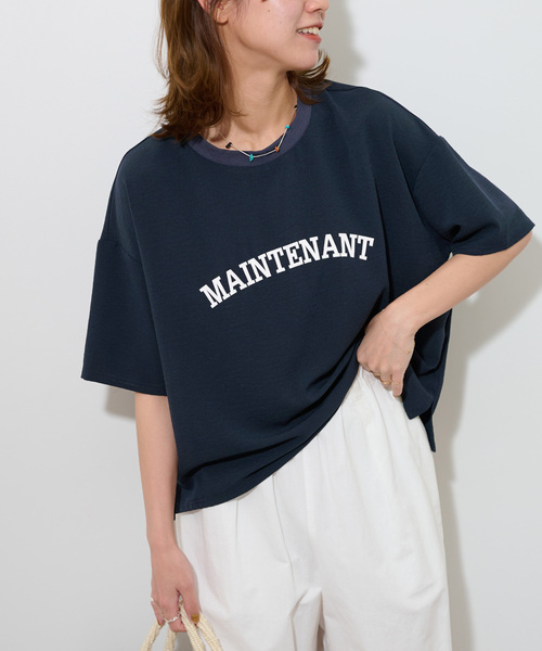 JOURNAL STANDARD relume（ジャーナルスタンダード　レリューム）の「《追加2》2WAYジョーゼットロゴTEE（Tシャツ/カットソー・レディース・チャコールグレー/ホワイト/ネイビー・FREE）」の3枚目の写真