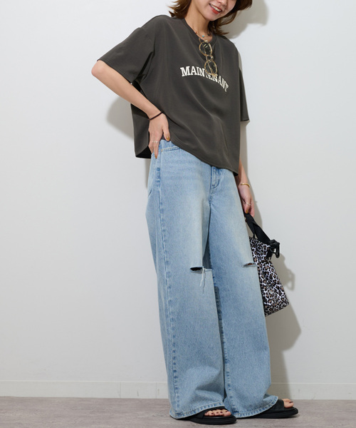JOURNAL STANDARD relume（ジャーナルスタンダード　レリューム）の「《追加2》2WAYジョーゼットロゴTEE（Tシャツ/カットソー・レディース・チャコールグレー/ホワイト/ネイビー・FREE）」の5枚目の写真