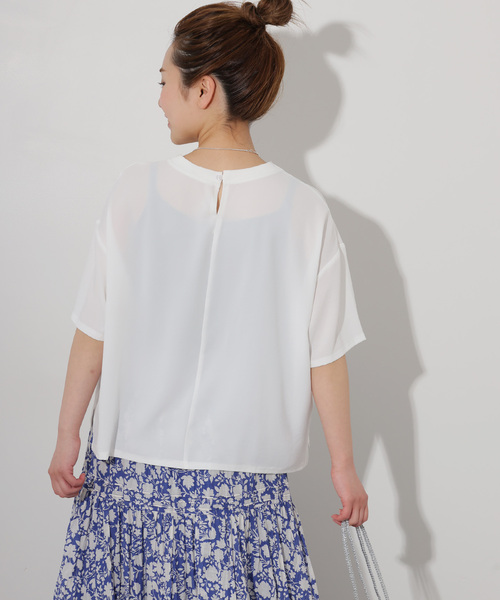 JOURNAL STANDARD relume（ジャーナルスタンダード　レリューム）の「《追加2》2WAYジョーゼットロゴTEE（Tシャツ/カットソー・レディース・チャコールグレー/ホワイト/ネイビー・FREE）」の16枚目の写真