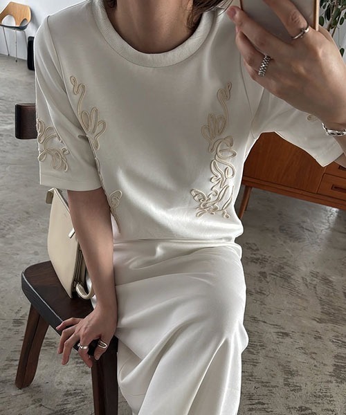 WILLFULLY(ウィルフリー)の「cord embroidery ponte OP(ワンピース・レディース・グレー系その他/ホワイト/ブラック・FREE)」の7枚目の写真