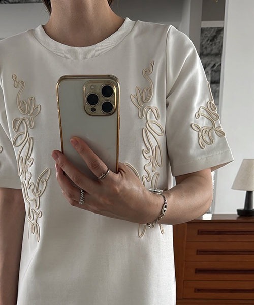 WILLFULLY(ウィルフリー)の「cord embroidery ponte OP(ワンピース・レディース・グレー系その他/ホワイト/ブラック・FREE)」の8枚目の写真