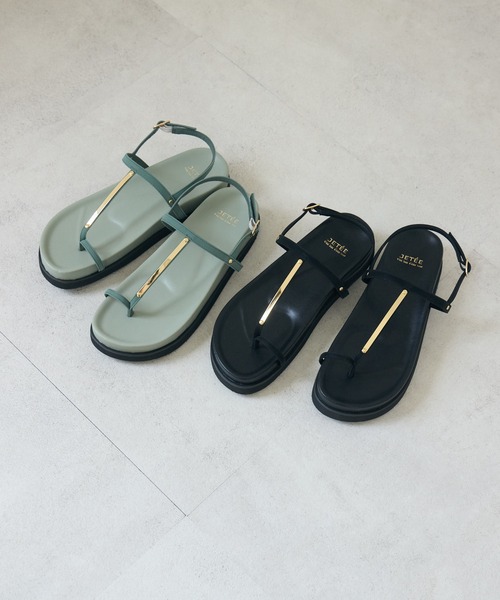 Paradise Picnic(パラダイスピクニック)の「JETEE ゴールドストラップサンダル(サンダル・レディース・ブラック/グリーン・MEDIUM/LARGE)」の3枚目の写真