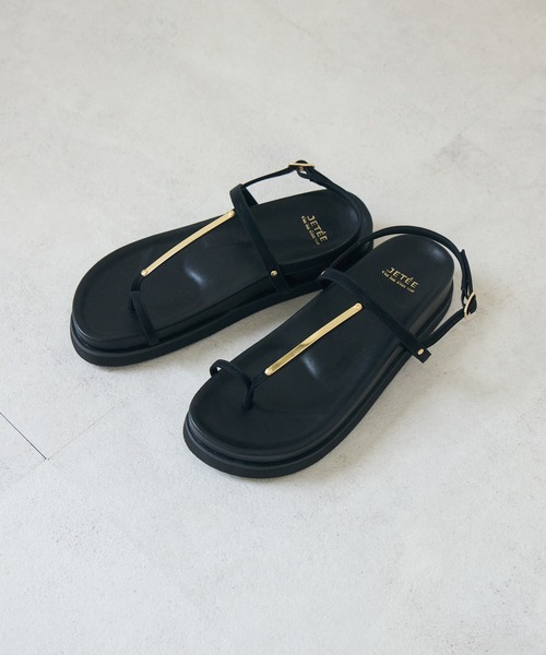 Paradise Picnic(パラダイスピクニック)の「JETEE ゴールドストラップサンダル(サンダル・レディース・ブラック/グリーン・MEDIUM/LARGE)」の8枚目の写真