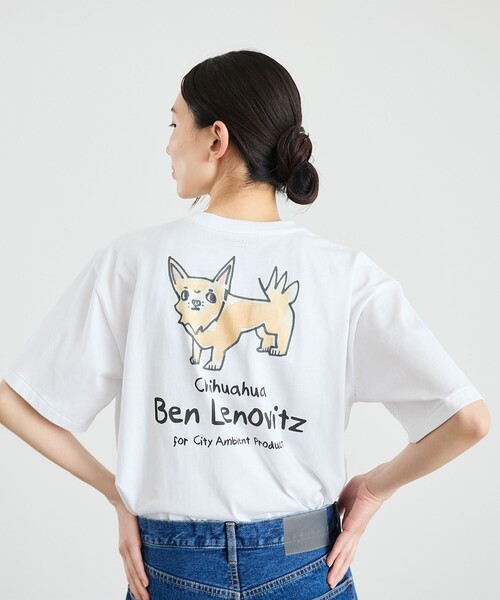 City Ambient Products（シティアンビエントプロダクツ）の「【City Ambient Products別注】Ben Lenovitz: DOG CAT Tシャツ（Tシャツ/カットソー・メンズ・アイボリー/ストーン/ホワイト系/オフホワイト/ナチュラル/ホワイト/ライトホワイト/サンドベージュ/シルバーグレー/オートミール・SMALL/MEDIUM/LARGE）」の5枚目の写真