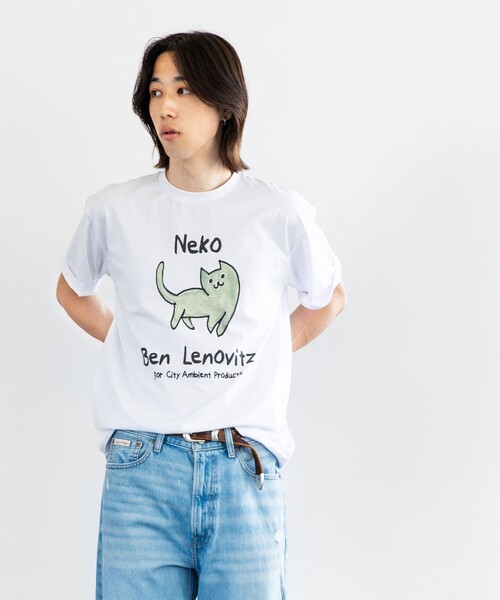 City Ambient Products（シティアンビエントプロダクツ）の「【City Ambient Products別注】Ben Lenovitz: DOG CAT Tシャツ（Tシャツ/カットソー・メンズ・アイボリー/ストーン/ホワイト系/オフホワイト/ナチュラル/ホワイト/ライトホワイト/サンドベージュ/シルバーグレー/オートミール・SMALL/MEDIUM/LARGE）」の7枚目の写真