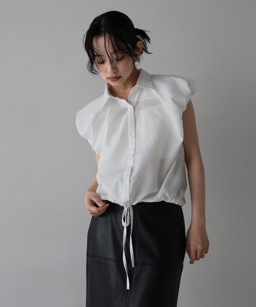 ブラウス シャツ パフショルダーコンパクトシャツ レディース hellam ブラウス シャツ パフショルダーコンパクトシャツ