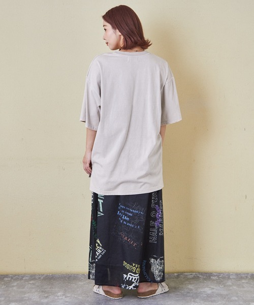 セール】26/-天竺パウダー加工イタリアプリントビッグTシャツ（T