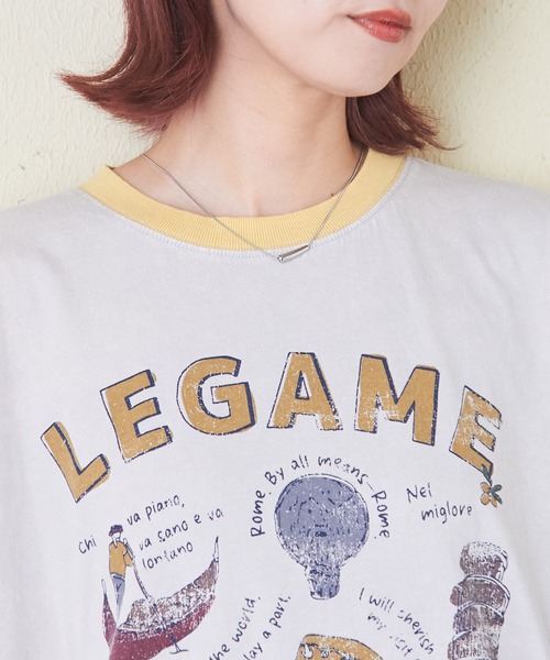 CUBE SUGAR（キューブシュガー）の「26/-天竺パウダー加工イタリアプリントビッグTシャツ（Tシャツ/カットソー・レディース・グレイッシュベージュ/マルチ/レッド/イエロー/ネイビー・M）」の21枚目の写真