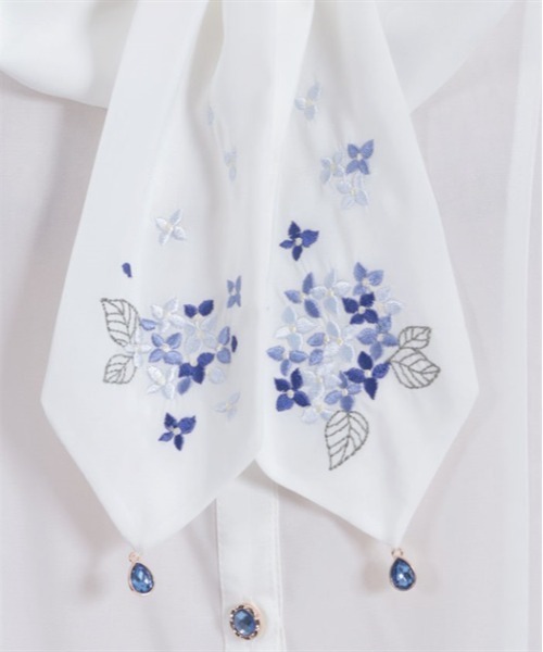 ブラウス シャツ 紫陽花刺繍リボンブラウス レディース axes femme ブラウス シャツ 紫陽花刺繍リボンブラウス