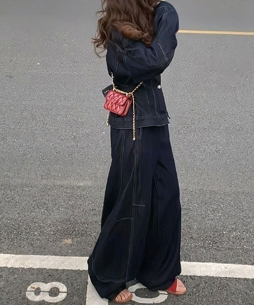 Aelina(エリナ)の「デニムセットアップ(セットアップ・レディース・ダークブルー・XL/L/M/S)」の6枚目の写真