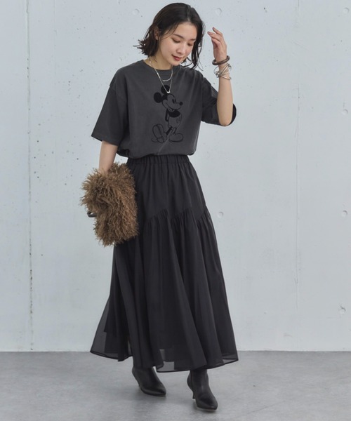 Doux archives（ドゥアルシーヴ）の「切替ギャザースカート（スカート・レディース・アイボリー/ブラック/グレー・FREE）」の4枚目の写真