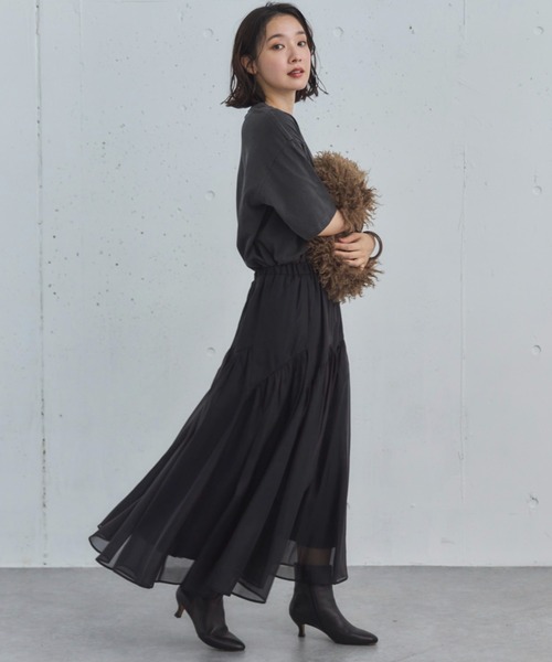 Doux archives（ドゥアルシーヴ）の「切替ギャザースカート（スカート・レディース・アイボリー/ブラック/グレー・FREE）」の9枚目の写真