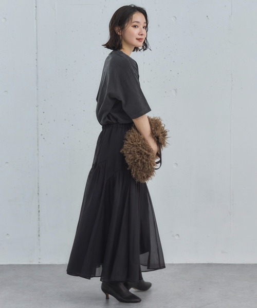 Doux archives（ドゥアルシーヴ）の「切替ギャザースカート（スカート・レディース・アイボリー/ブラック/グレー・FREE）」の10枚目の写真