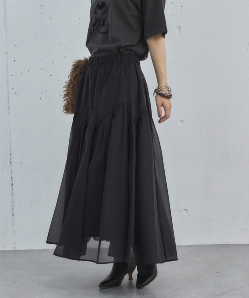 Doux archives（ドゥアルシーヴ）の「切替ギャザースカート（スカート・レディース・アイボリー/ブラック/グレー・FREE）」の21枚目の写真
