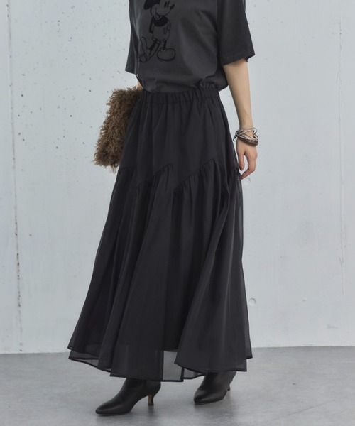 Doux archives（ドゥアルシーヴ）の「切替ギャザースカート（スカート・レディース・アイボリー/ブラック/グレー・FREE）」の15枚目の写真