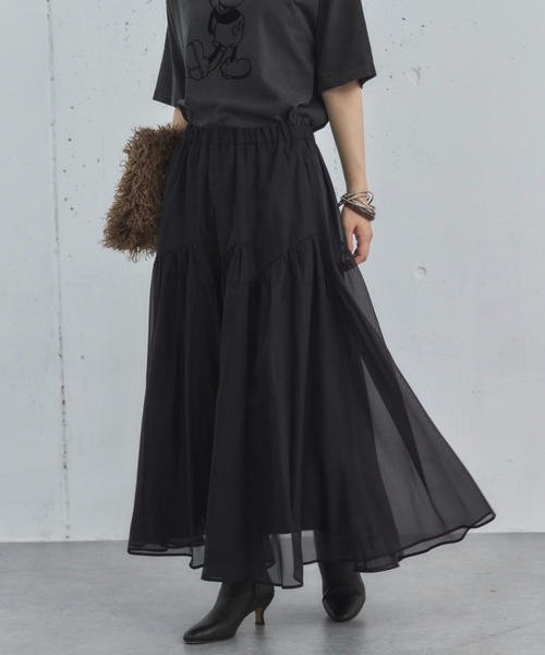Doux archives（ドゥアルシーヴ）の「切替ギャザースカート（スカート・レディース・アイボリー/ブラック/グレー・FREE）」の16枚目の写真
