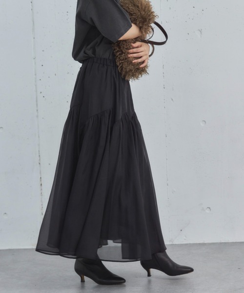 Doux archives（ドゥアルシーヴ）の「切替ギャザースカート（スカート・レディース・アイボリー/ブラック/グレー・FREE）」の18枚目の写真