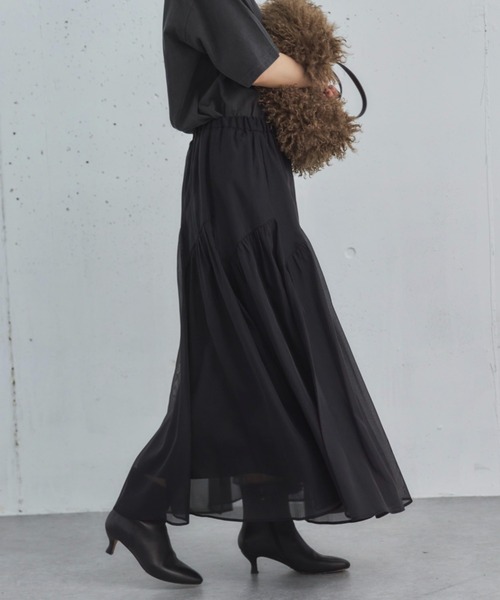 Doux archives（ドゥアルシーヴ）の「切替ギャザースカート（スカート・レディース・アイボリー/ブラック/グレー・FREE）」の19枚目の写真