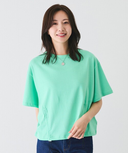 Jayro(ジャイロ)の「シルケット風半袖プルオーバー(Tシャツ/カットソー・レディース・ホワイト系その他/ライトグリーン/ネイビー・M)」の8枚目の写真