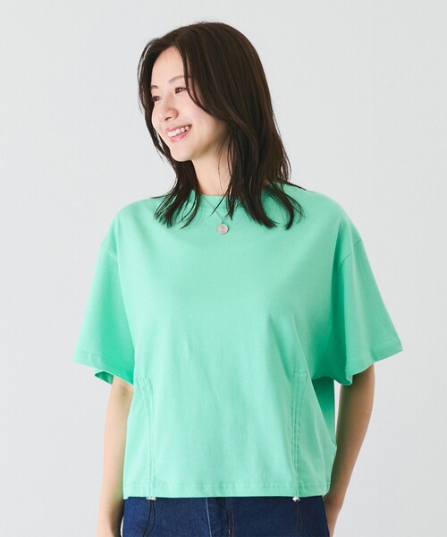 Jayro(ジャイロ)の「シルケット風半袖プルオーバー(Tシャツ/カットソー・レディース・ホワイト系その他/ライトグリーン/ネイビー・M)」の9枚目の写真