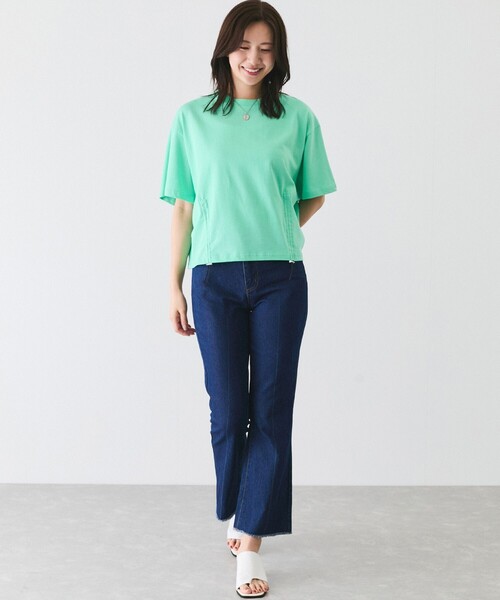 Jayro(ジャイロ)の「シルケット風半袖プルオーバー(Tシャツ/カットソー・レディース・ホワイト系その他/ライトグリーン/ネイビー・M)」の17枚目の写真