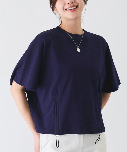 Jayro(ジャイロ)の「シルケット風半袖プルオーバー(Tシャツ/カットソー・レディース・ホワイト系その他/ライトグリーン/ネイビー・M)」の3枚目の写真