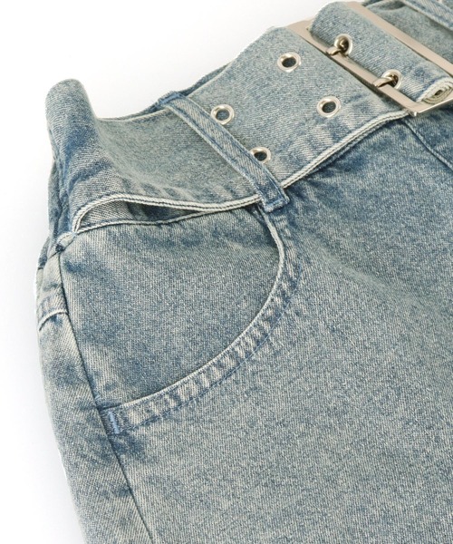 ANAP GiRL(アナップガール)の「ファー シッポ付き フェイクベルトミニ スカパン【キッズお揃い】(スカート・キッズ・カーキ/ライトブルー/ブラック・M/S/XS)」の4枚目の写真