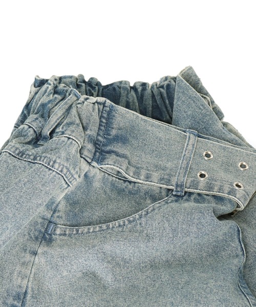 ANAP GiRL(アナップガール)の「ファー シッポ付き フェイクベルトミニ スカパン【キッズお揃い】(スカート・キッズ・カーキ/ライトブルー/ブラック・M/S/XS)」の6枚目の写真