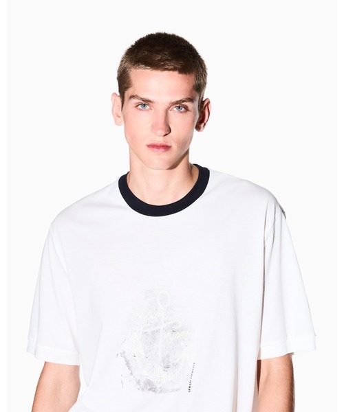 A/X Armani Exchange★2本ライン ロゴTシャツ 送関込 A|X アルマーニ エクスチェンジ】AXロゴ 半袖クルーネックT