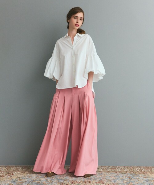 GRACE CLASS(グレースクラス)の「ボックスプリーツパンツ(その他パンツ・レディース・ピンク/ブラック・38/36)」の4枚目の写真