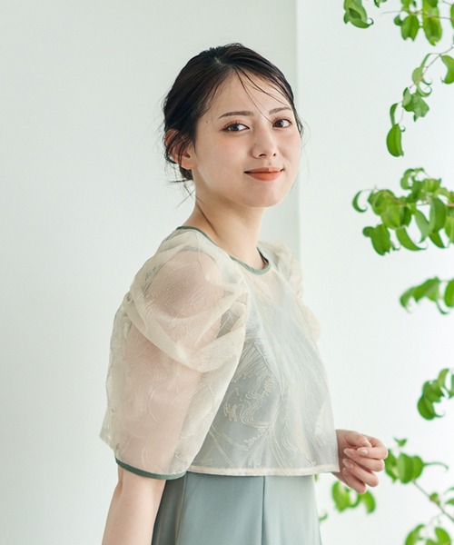 12Twelve Agenda（トゥエルブ　アジェンダ）の「ボリュームスリーブレースボレロブラウス（ワンピース・レディース・ブラウン/ネイビー・M）」の7枚目の写真