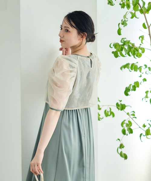 12Twelve Agenda（トゥエルブ　アジェンダ）の「ボリュームスリーブレースボレロブラウス（ワンピース・レディース・ブラウン/ネイビー・M）」の6枚目の写真