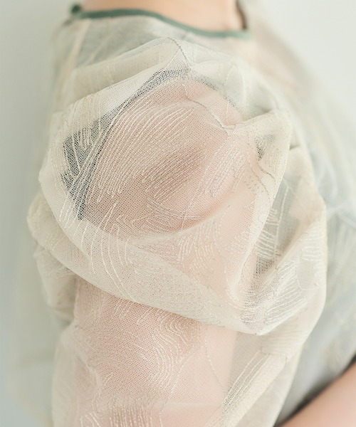 12Twelve Agenda（トゥエルブ　アジェンダ）の「ボリュームスリーブレースボレロブラウス（ワンピース・レディース・ブラウン/ネイビー・M）」の4枚目の写真