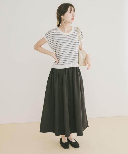 ITEMS URBANRESEARCH（アイテムズ アーバンリサーチ）の「ニットドッキングフレンチワンピース（ワンピース・レディース・ブラック/モカ/ブラック系その他・FREE）」の5枚目の写真