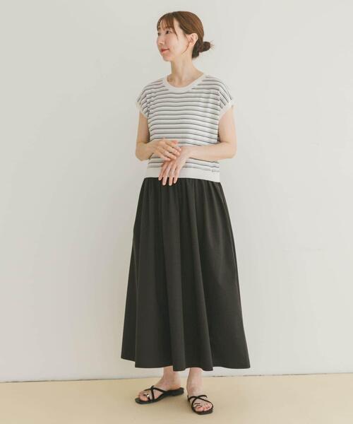 ITEMS URBANRESEARCH（アイテムズ アーバンリサーチ）の「ニットドッキングフレンチワンピース（ワンピース・レディース・ブラック/モカ/ブラック系その他・FREE）」の9枚目の写真