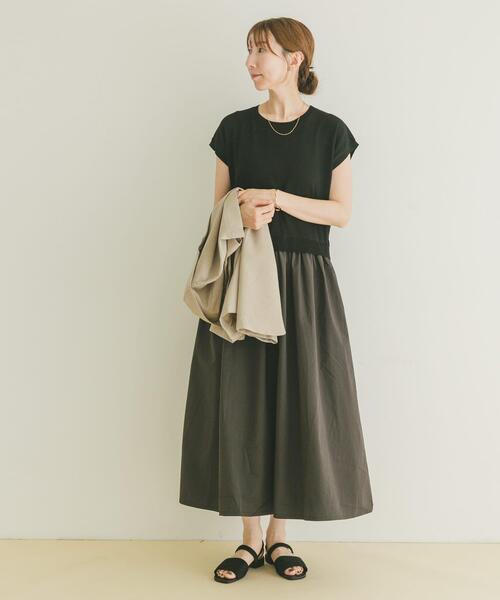 ITEMS URBANRESEARCH（アイテムズ アーバンリサーチ）の「ニットドッキングフレンチワンピース（ワンピース・レディース・ブラック/モカ/ブラック系その他・FREE）」の17枚目の写真